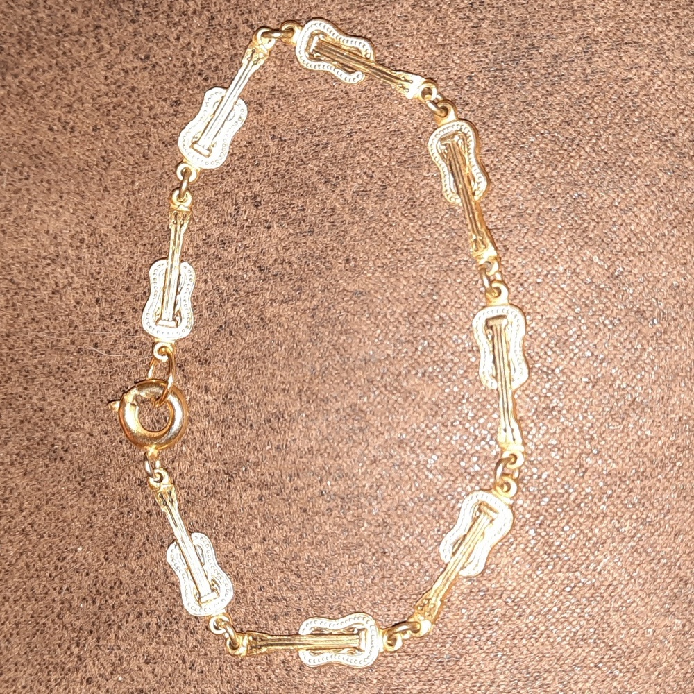 Vintage guitar toledoware type Goldtone bracelet Silvertone Accent - Picture 5 of 11